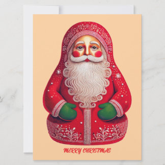 Tarjeta Festiva Santa Claus de Arte Popular Primitivo