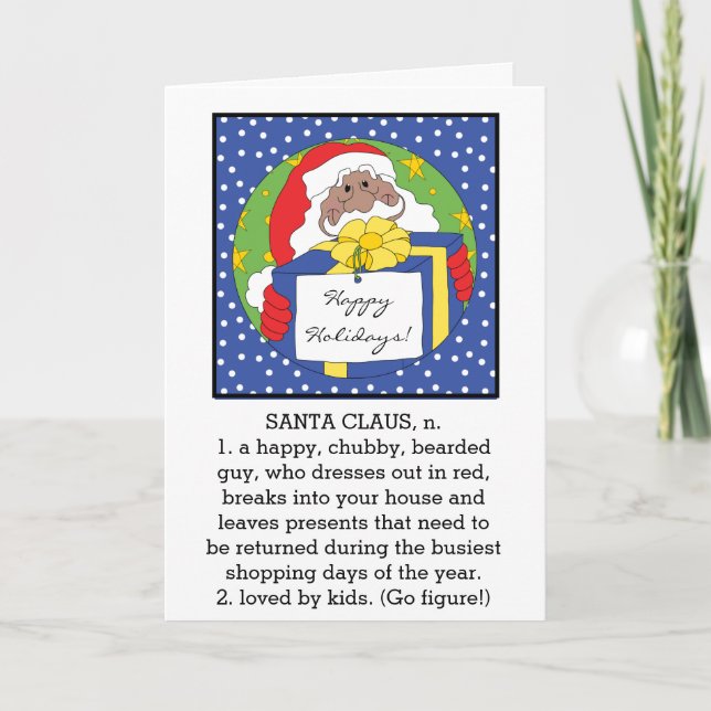 Tarjeta Festiva Santa Claus de color gracioso (Anverso)
