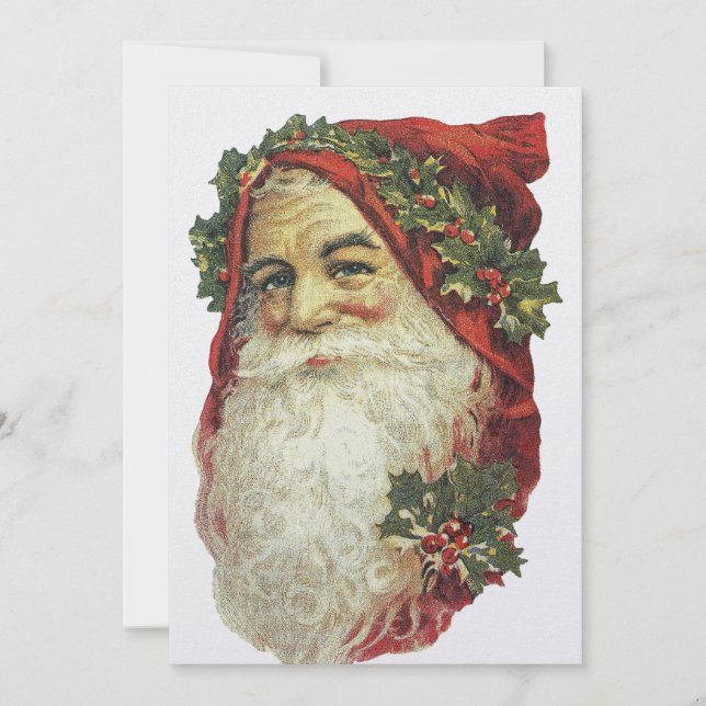 Tarjeta Festiva Santa Claus de estilo antiguo (Anverso)