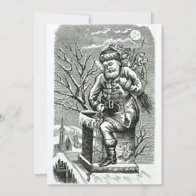 Tarjeta Festiva Santa Claus de la era victoriana 1875 con Navidade (Anverso)