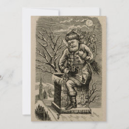 Tarjeta Festiva Santa Claus de la era victoriana 1875 con Navidade