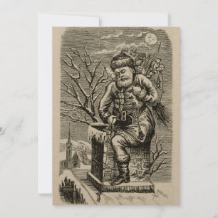 Tarjeta Festiva Santa Claus de la era victoriana 1875 con Navidade