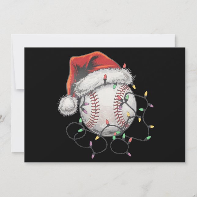 Tarjeta Festiva Santa Claus deportista jugador de béisbol navideño (Anverso)