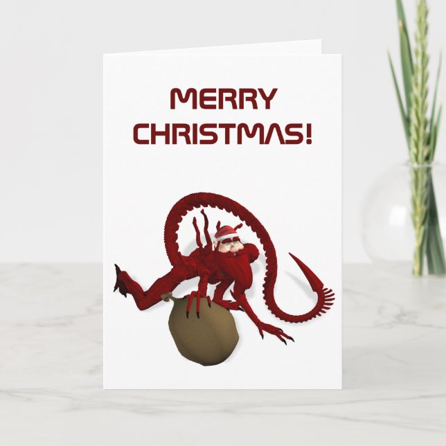 Tarjeta Festiva Santa Claus desde el espacio exterior (Anverso)