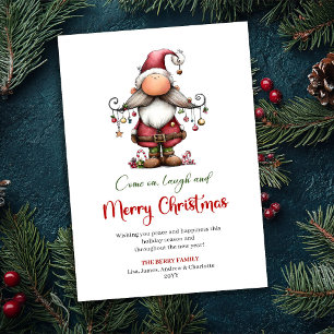 Tarjeta Festiva Santa Claus Divertido Dibujado a Mano Feliz Tarjet
