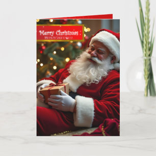 Tarjeta Festiva Santa Claus durmiendo con deseos GC