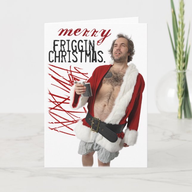Tarjeta Festiva santa claus ebrio (Anverso)