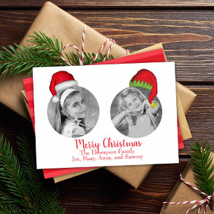 Tarjeta Festiva Santa Claus Elf Whimsical Jolly Fun Multi Photo