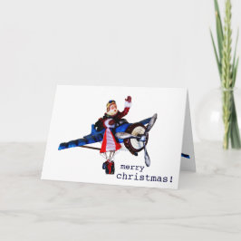Tarjeta Festiva Santa Claus en avión