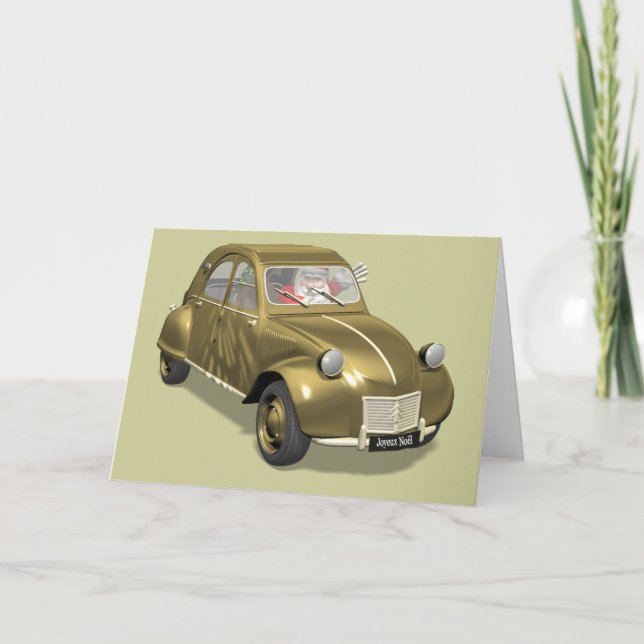 Tarjeta Festiva Santa Claus En Citroen 2CV (Anverso)