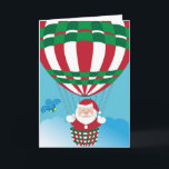 Tarjeta Festiva Santa Claus en globo aerostático<br><div class="desc">El Papá Noel volando en globo aerostático.</div>