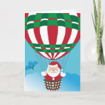 Tarjeta Festiva Santa Claus en globo aerostático<br><div class="desc">El Papá Noel volando en globo aerostático.</div>