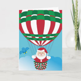 Tarjeta Festiva Santa Claus en globo aerostático