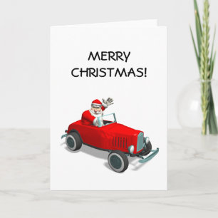 Tarjeta Festiva Santa Claus En Hot Rod
