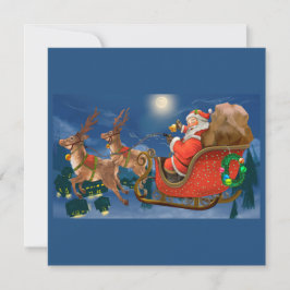 Tarjeta Festiva Santa Claus en Navidades de Sleigh