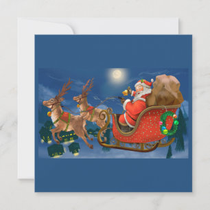 Tarjeta Festiva Santa Claus en Navidades de Sleigh