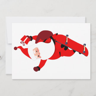 Tarjeta Festiva Santa Claus en Skateboard