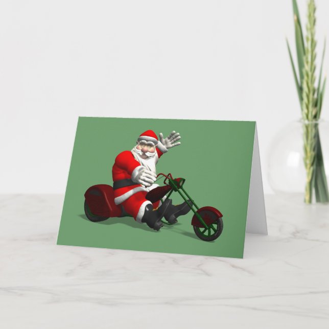 Tarjeta Festiva Santa Claus en viaje (Anverso)