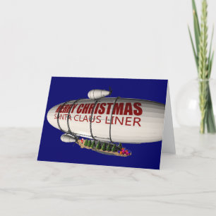 Tarjeta Festiva Santa Claus En Zeppelin