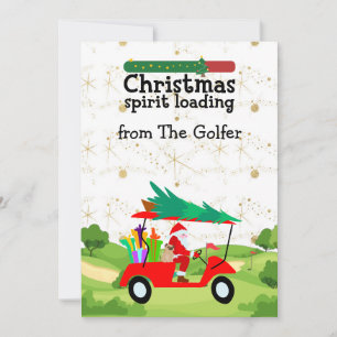 Tarjeta Festiva Santa Claus está cargando Navidades de golf