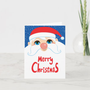 Tarjeta Festiva Santa Claus Face Merry Christmas