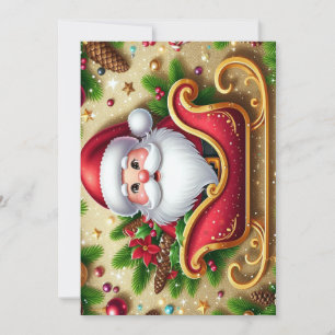 Tarjeta Festiva Santa Claus festivo en trineo
