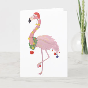 Tarjeta Festiva santa claus flamingo
