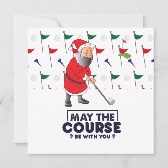 Tarjeta Festiva Santa Claus Golfer en Navidades celebra el curso (Anverso)