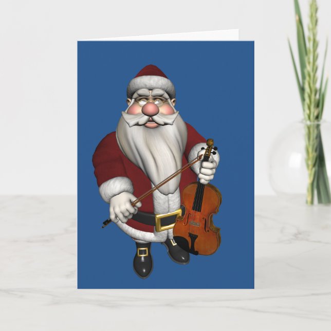 Tarjeta Festiva Santa Claus Gran Violinista (Anverso)