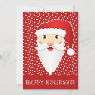 Tarjeta Festiva Santa Claus Head On Red Happy Holidays
