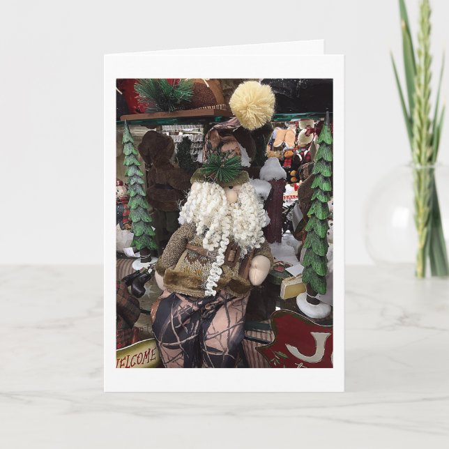 TARJETA FESTIVA SANTA CLAUS, HOMBRE EXTERIOR, DICE "FELIZ NAVIDAD" (Anverso)