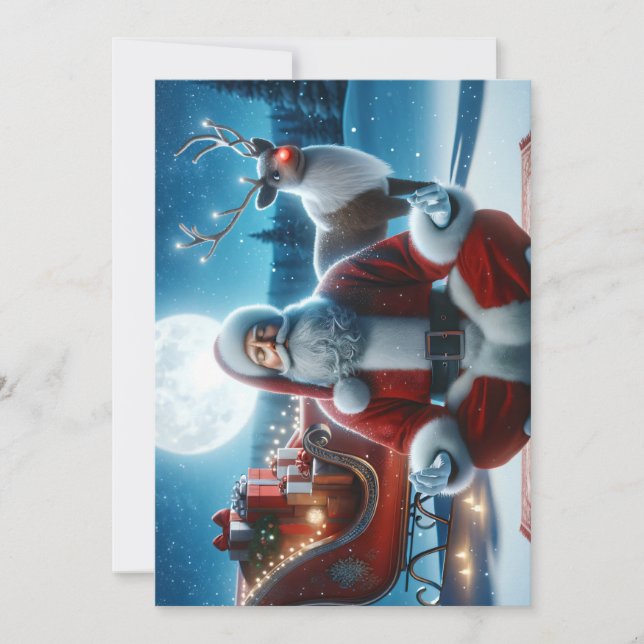 Tarjeta Festiva Santa Claus meditando antes de su viaje ocupado (Anverso)