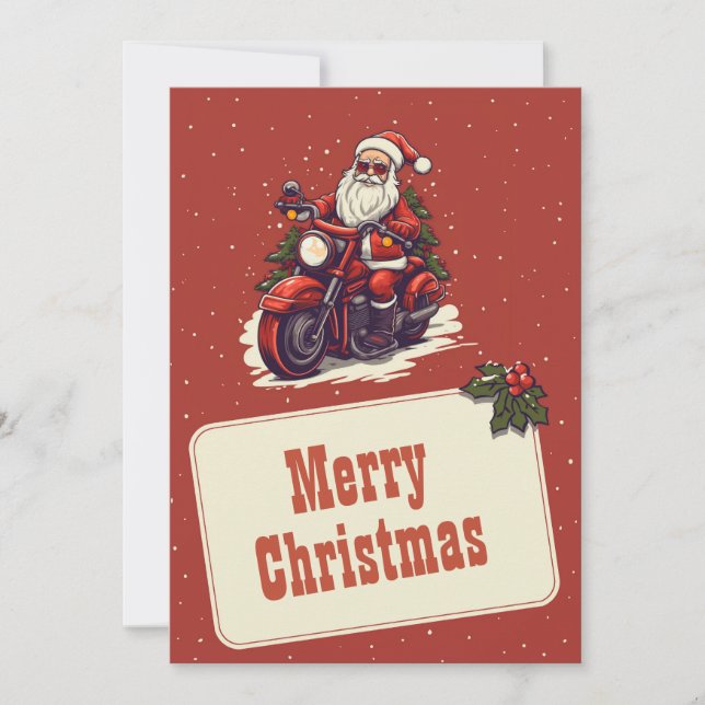 Tarjeta Festiva Santa Claus montando el Personalizado de bicicleta (Anverso)