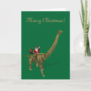 Tarjeta Festiva Santa Claus Montando En El Brachiosauro