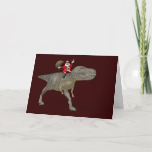Tarjeta Festiva Santa Claus Montando En Trex