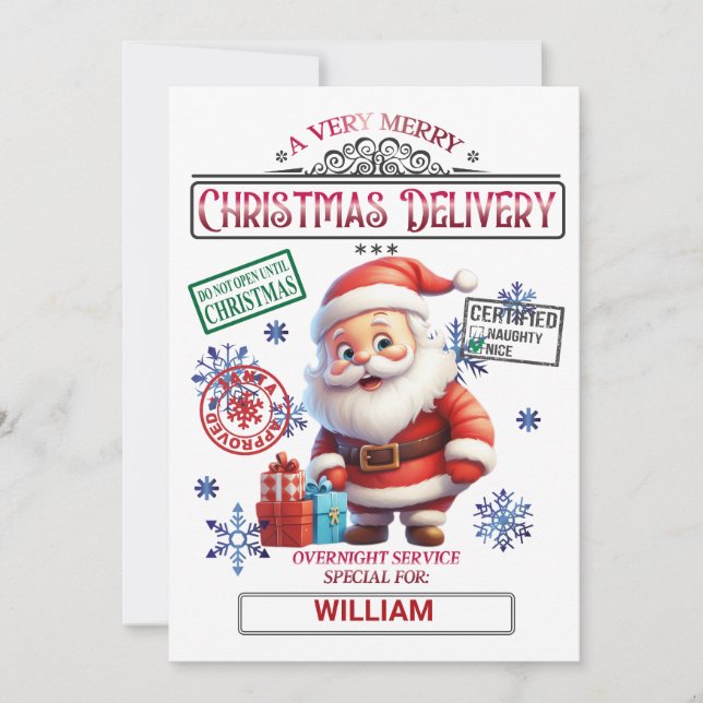 Tarjeta Festiva Santa Claus Naughty o los Navidades Personalizados (Anverso)