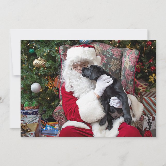 Tarjeta Festiva Santa Claus: Navidades de perro del Black Lab se m (Anverso)