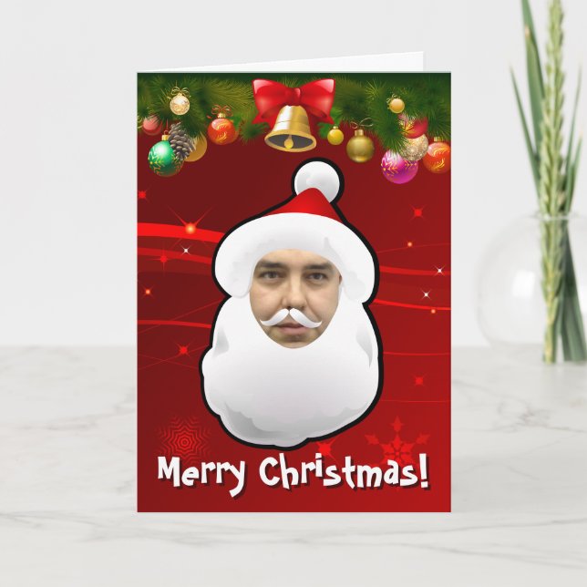 Tarjeta Festiva Santa Claus personalizado con tu propia cara (Anverso)