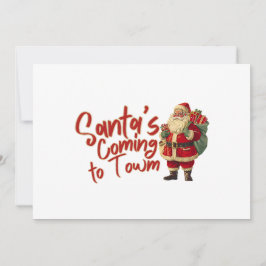 Tarjeta Festiva Santa Claus Retro: Santa viene a la ciudad
