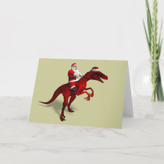 Tarjeta Festiva Santa Claus Riding Trex