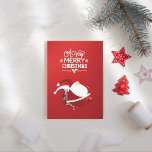 Tarjeta Festiva Santa Claus Rojo Muy Navidades<br><div class="desc">Fondo rojo de esta tipografía blanca con tarjeta de copos de nieve con un Papá Noel gordo,  cortado,  saliendo de la carta y corriendo para desear una Feliz Navidad.</div>