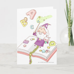 Tarjeta Festiva Santa Claus sentado en un libro