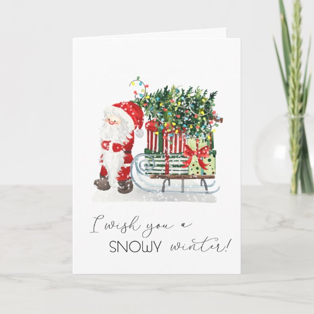 Tarjeta Festiva Santa Claus, Sleigh, Presenta (Anverso)
