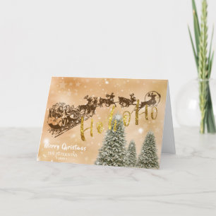 Tarjeta Festiva Santa Claus Sleigh Selva nevada de renos volador