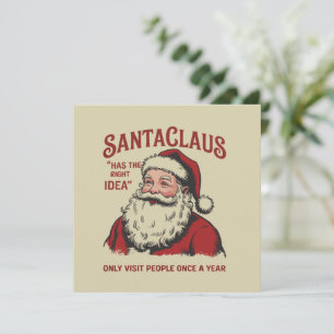 Tarjeta Festiva Santa Claus Tiene La Idea Correcta Divertida Navid