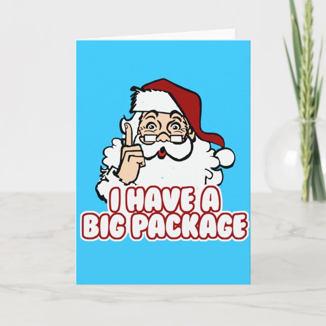 Tarjeta Festiva Santa Claus Tiene Un Gran Paquete (Anverso)