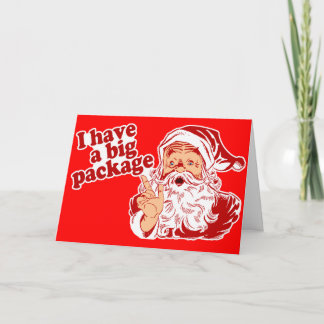 Tarjeta Festiva Santa Claus tiene un paquete grande