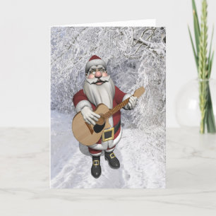 Tarjeta Festiva Santa Claus Toca Canciones De Navidades En Su Guit