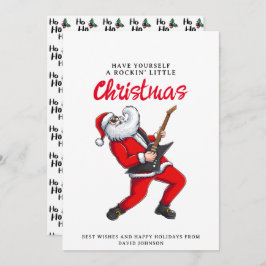 Tarjeta Festiva Santa Claus toca guitarra divertidos Navidades
