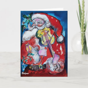 Tarjeta Festiva SANTA CLAUS TOCANDO EL VIOLÍN Felicitaciones de Na